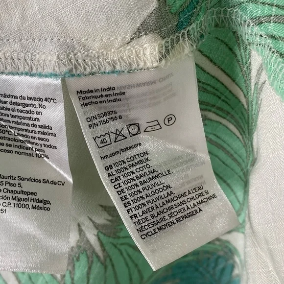 H&M Tropical Palm Leaf Tie Waist Mini Dress - Picture 8 of 9